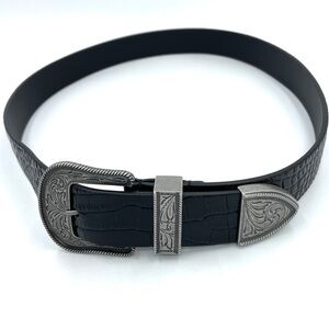 Lauren Ralph Lauren Leather Croc Western Belt L